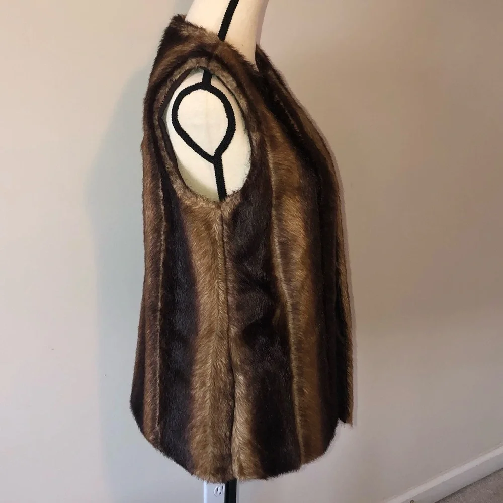 Faux Fur Vest Betsey Johnson Brown Size Small